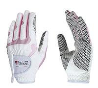 PGM Women's Golf Glove One Pair (4 Color Options), Improved Grip System, Cool and Comfortable (white pink, M)