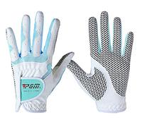 PGM Women's Golf Glove One Pair, Winter golf gloves,Ladies golf glove,Pink Golf,Waterproof,Golf Club,Improved Grip System, Cool and Comfortable(white blue, XS)