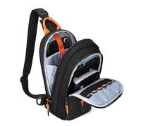 PGmoon Sling Bag Compatible with Nintendo Switch/Switch 2 (2025)/Steam Deck/ASUS ROG Ally/Legion Go, Portable Travel Chest Bag with Three-Layer Zipper Pockets for Dock Station & Accessories, Black