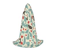 PGMZYGHSF Happy Walking Kitty Print Halloween Hooded Cloak 35-55" Teenagers Unisex Hooded Cloak Cape Robe Satin Cosplay Halloween Christmas Party Fancy Dress Costumes