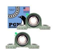 PGN - UCP205-16 Pillow Block Mounted Ball Bearing - 1" Bore - Solid Cast Iron Base - Self Aligning (2 Pack)