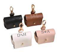 PGORSDOR Personalized Engagement Proposal Wedding Ring Bearer Pouch for Dog Collar, Custom Leather Wedding Ring Box Holder for Pet (Pink)