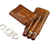 PGPAYH Cigar Case,Cigar Box,Cigar Holder,Cigar Humidor,Genuine Leather Cigar Case(Brown)