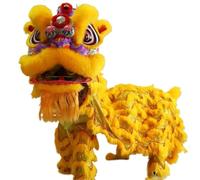 PGPGP Handmade Chinese Lion Dance Head - Traditional Silk Dragon Dance Prop for Lunar New Year Folk Art Performance(Gold)