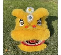 PGPGP Traditional Chinese Lion Dance Head - Handmade Wool Silk Dragon Dance Performance Prop(Gold)