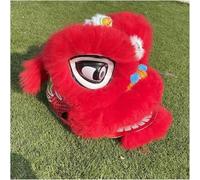 PGPGP Traditional Chinese Lion Dance Head - Handmade Wool Silk Dragon Dance Performance Prop(Red)