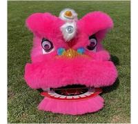PGPGP Traditional Chinese Lion Dance Head - Handmade Wool Silk Dragon Dance Performance Prop(Rose)