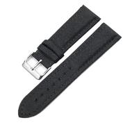 Pgqjfks 18mm/19mm/20mm/21mm/22mm/23mm/24mm/26mm Nylon Canvas Watch Strap for Men, Silver Pin Buckle, Black, 21mm