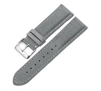 Pgqjfks 18mm/19mm/20mm/21mm/22mm/23mm/24mm/26mm Nylon Canvas Watch Strap for Men, Silver Pin Buckle, Grey, 19mm