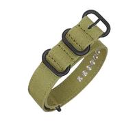 Pgqjfks 18mm/20mm/22mm/24mm/26mm Canvas Watch Strap Men's Nylon Watch Strap, Black Buckle, Army Green, 20mm
