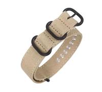 Pgqjfks 18mm/20mm/22mm/24mm/26mm Canvas Watch Strap Men's Nylon Watch Strap, Black Buckle, Khaki, 22mm