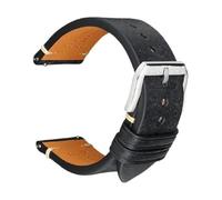 Pgqjfks Leather Strap Accessories Bracelet Watchband Vintage Cowhide Quick Release Watch Band, Black-silver, 23mm
