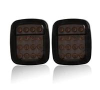 PGQSQVTXF For Jeep for Wrangler YJ TJ CJ Pick-up Truck Trailer RV 2x LED Tail Lights 16 LED Stop Brake Turn Reverse Tail Light Smoke Lens Car Rear Light Assemblies(Smoke)