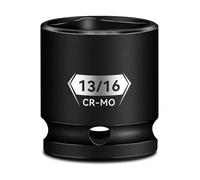pgroup 1/2-Inch Drive Female Pipe Plug Socket, Impact SAE (13/16 inch), Chamfered 4 Point Square Socket, Cr-Mo Steel
