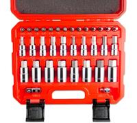 pgroup Hex Bit Socket Set, 34 Piece SAE and Metric Allen Key Socket Set, 1/4", 3/8", & 1/2" Drives 2mm-19mm，5/64” -3/4”, S2 & Cr-V Steel, Enhanced Storage Case includes Socket Adapter