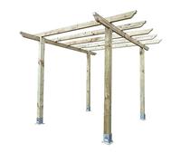 PGS Heavy Duty Wooden Pergola Kit Garden/Patio/BBQ/Hot Tub (Height: 2.4mtre | Width/Length 2.7m Champion Design Rafters | Galvanised Bolt Down Feet)