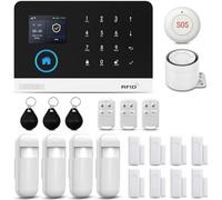 PGST Alarm System, 2.4G WIFI+GSM Wireless Smart Burglar Security Alarm System DIY Kit, 21-Piece kit: Alarm Hub with 120DB, Door/Window Sensors, PIR, Remotes, Work with Alexa and Google Home