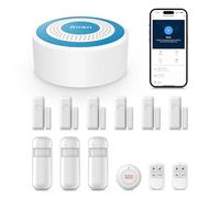 PGST Smart Home Alarm System,Wireless House Alarm Kit with Instant Tuya App Alerts,Siren Hub,Motion Sensors, Door Sensors & Remote,SOS,Works with Alexa for Villa,Apartment Kids Safety (A519W-UK-D)