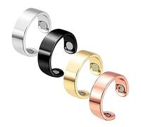 PgtaA 4PCS blood pressure regulating ring blood sugar control ring, blood pressure regulating ring, open finger ring, adjustable magnetic therapy body shaping ring for men and women-Multicolor