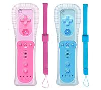 PGYFDAL 2 Packs Classic Remote Controller Compatible for Wii Wii U Console, Gamepad with Soft Silicone Sleeve and Wrist Strap (Pink and Blue)