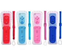 PGYFDAL 4 Packs Classic Remote Controller Compatible for Wii Wii U Console, Gamepad with Soft Silicone Sleeve and Wrist Strap (Red+Blue+Pink+Dark Blue)