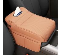 PGYREUGQ Car Armrest Pad for BMW 1 3 5 6 Series E90 E91 E92 E60, Leather Armrest Box Pad Side Storage Bag Center Console with Tissue Box Hole Car Accessories,B/LightBrown-Large