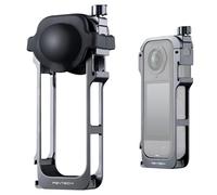 PGYTECH Camera Cage for Insta360 X5, Durable Aluminum Alloy Protective Case with Quick Release Knob, Built-in Cold Shoe Mounts and 1/4" Threads, Silicone Lens Cover Action Camera Protective Frame