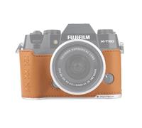 PGYTECH Half Leather Camera Case for Fujifilm, Vintage Protective Cover | For Fujifilm X-T50, Aluminum Alloy Base, Built-in SD Card Storage, 1/4"-20 Socket for Tripods, Strap Attachment Hole, Brown