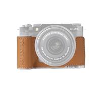 PGYTECH Leather Camera Case for FUJIFILM X-M5, Handcrafted Genuine Leather Half Case with Aluminum Alloy Base, 1/4"-20 Tripod Thread & SD Card Slot (for Fuji X-M5, Clay Brown)
