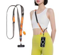 PGYTECH LinkGo Phone Photography Strap, Adjustable Crossbody Nylon Strap with Quick Mount Bead, Lens Cleaning Cloth, for iPhone, Android and Most Smartphones, Webbing Style, Misty Gray