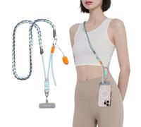 PGYTECH LinkGo Phone Photography Strap, Adjustable Crossbody Strap with Quick Mount Bead, Lens Cleaning Cloth, for iPhone, Android and Most Smartphones, Braided Style, Sea Blue