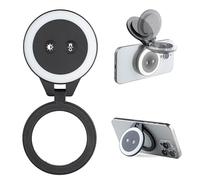 PGYTECH MagGlow Phone Fill Light, MagSafe Selfie, Portable LED Magnetic Ring Light with Cool/Soft/Warm Light for Selfies/Photography/Video, Misty Gray, Classic Black