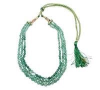PH Artistic 3 Line Bead Necklace Strand Beaded Natural Green Strawberry Quartz Gem Stone Gemstone Beads Adjustable i568