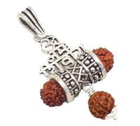 PH Artistic Religious Om Namah Shivaya Pendant 925 Sterling Silver Rudraksha Rudraksh Bead Mahakal Mahadev Shiv Shiva Damru H250