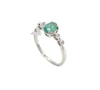 PH Artistic Ring 925 Sterling Silver Natural Emerald Panna Gem Stone Diamonds Diamond Women Handmade Gift H420