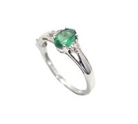 PH Artistic Ring 925 Sterling Silver Natural Emerald Panna Gem Stone Diamonds Diamond Women Handmade Gift H410