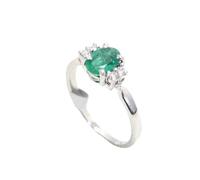 PH Artistic Ring 925 Sterling Silver Natural Emerald Panna Gem Stone Diamonds Diamond Women Handmade Gift H414