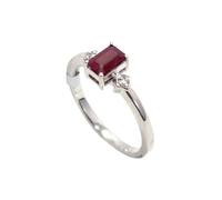 PH Artistic Ring 925 Sterling Silver Natural Ruby Manik Gem Stone Diamonds Diamond Women Handmade Gift H424
