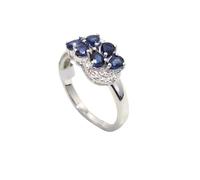 PH Artistic Ring 925 Sterling Silver Natural Sapphire Neelam Gem Stone Diamonds Diamond Women Handmade Gift H425