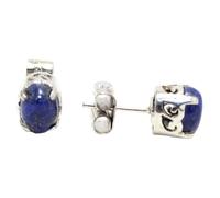 PH Artistic Stud Earrings 925 Sterling Silver Green Natural Blue Lapis Lazuli Gem Stone Handmade Tops Women Gift G493