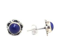 PH Artistic Stud Earrings 925 Sterling Silver Natural Lapis Lazuli Gem Stone Women Handmade Gift G316