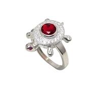 PH Artistic Turtle Tortoise Ring 925 Sterling Silver Jewelry Cubic Zirconia CZ Zircon Stone Handmade Men Women Unisex Gift i41