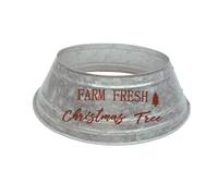 PH Farm Fresh Christmas Tree Collar Galvanized Metal Tree Base Cover, Rustic Farmhouse Holiday Décor, Tree Skirt Alternative for Small & Medium Trees - Durable 100% Iron, Vintage Gray Finish