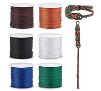PH PandaHall 0.8mm Nylon String for Bracelets, 6 Rolls Dark Series Beading String Thread Chinese Knotting Cord Bracelet Cord for Jewellery Making Friendship Bracelet Necklace DIY Craft, 240m