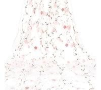 PH PandaHall 1.8m Flower Tulle Fabric Mesh Lace Fabric 1.3m Wide Embroidery Floral Applique Fabrics White Netting Fabrics for DIY Sewing Clothing Dress Curtain Wedding Decor