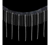 PH PandaHall 1.8m Rhinestone Fringe Trim 13.8cm Wide Silver Rhinestone Ribbon Tassel Diamond Chain Sparkle Crystal Tassel Fringe Trim for Sewing Crafts Wedding Dress Party Clothing Jewellery DIY