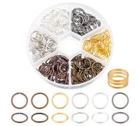 PH PandaHall 1 Box 6 Colors 250 pcs Iron Jump Rings 10mm Diameter, Close but Unsoldered Jewellery Making Findings