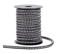 PH PandaHall 10.9 Yards Round Braided Imitation Leather Cord, 8mm Leather Rope Leather Strap Braided Leather String for Bolo Tie Shoelace Bracelet Necklace Jewellery Making Bag Strap (Black & White)
