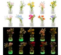 PH PandaHall 10 Colors 20pcs Miniature Dollhouse Flowers 1:12 Glow in The Dark Plants Luminous Flowers in Vase Tiny Floral Figurines for Micro Landscape DIY Craft Fairy Garden Home Decorations