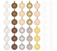PH PandaHall 10 Colors 30 Sets Round Bezel Pendant Trays Memorial Photo Charms Blanks Bezel Cabochon Settings with 25mm Glass Cabochons for Jewellery Making Bridal Wedding Bouquet Graduation